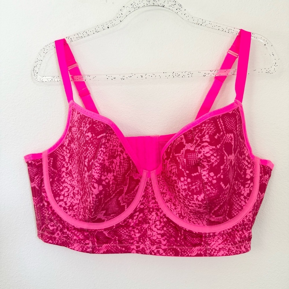 Lane Bryant Cacique Women's Lightly Lined Demi Bra 46C Pink Animal Print Snake